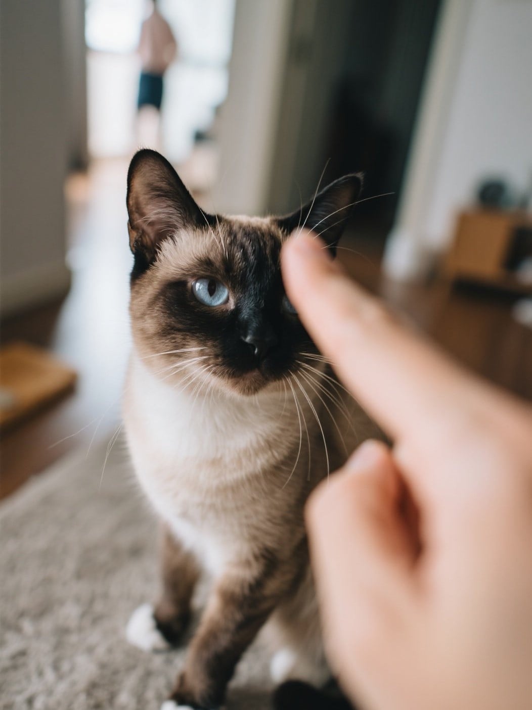Happy cat and owner